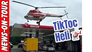 Hubschrauber auf Tankstelle: TikTok Helikopter Orlen Leverkusen Heli 117 Hub Antonov AN2 DerSasse