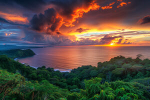 tropical coastal landscape costa rica sunset