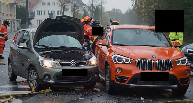 Schwerer Verkehrsunfall in Engelskirchen-Hardt: Verletzter Fahrer (32) auf der Olpener Straße im BMW X1 eingeklemmt